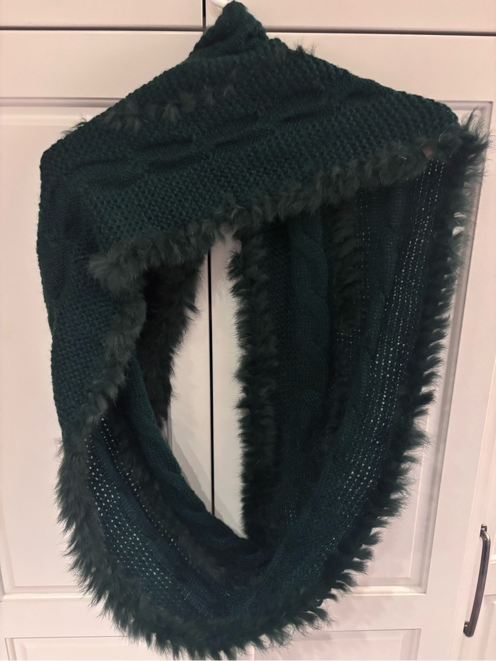 Rudsak Dark Teal Faux Fur Trim Infinity Scarf